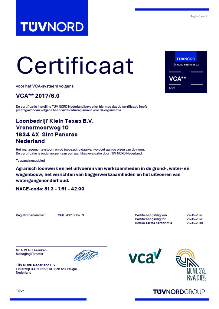 Certificaat CERT 001006 TN VCA NL NL1